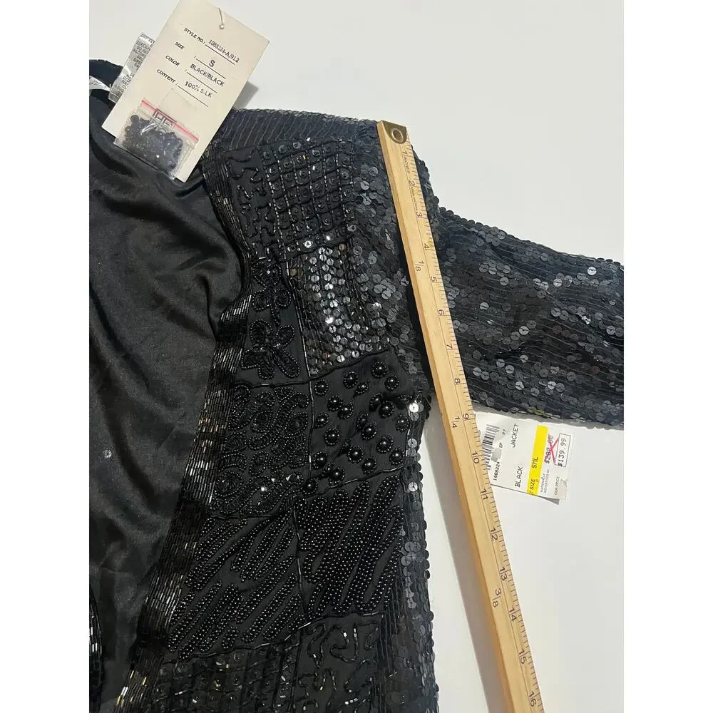 Niteline women’s 100% silk sequins beaded black blazer unknown sequins skirt - Picture 14 of 16